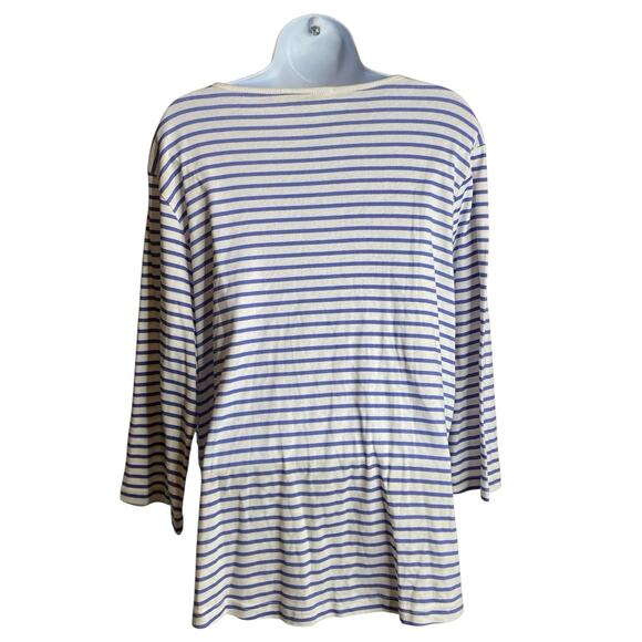 Lulu-B Women's Blue White Striped Long Sleeve Tunic Top Size 1X Coastal Preppy - Picture 2 of 12